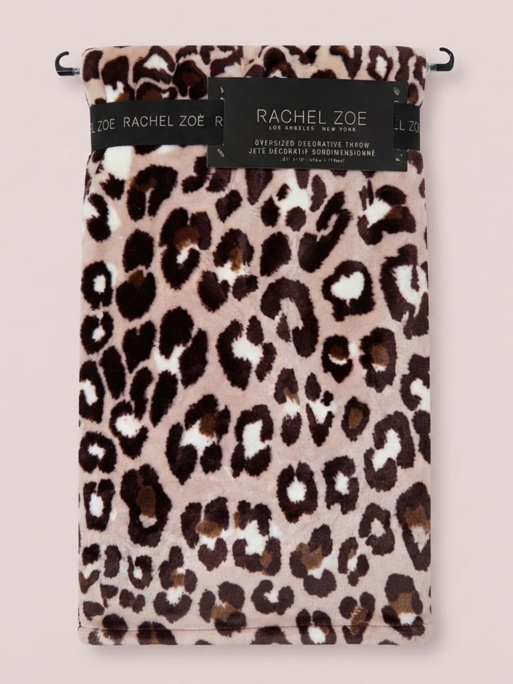 Rachel Zoe Leopard-Print Plush Throw in Brown and White